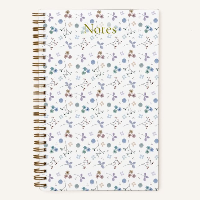 Cuaderno Floral de Acuarela - Azul (Anverso)