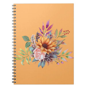Cuaderno Floral de Acuarela con Tono de Melocotón 