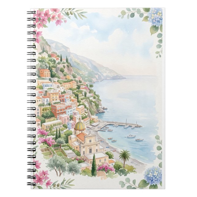Cuaderno floral de acuarela de la Costa Amalfi (Frente)