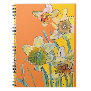 Cuaderno floral de acuarela de narciso naranja Dia