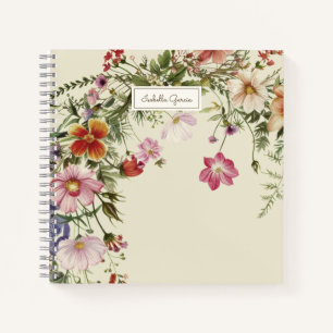 Cuaderno Floral de acuarela elegante personalizada