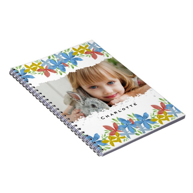 Cuaderno Floral de acuarela fotográfica personalizada (Lado Derecho)
