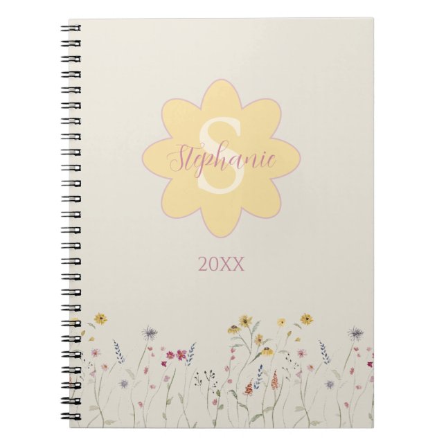 Cuaderno Floral de acuarela monogramada (Frente)