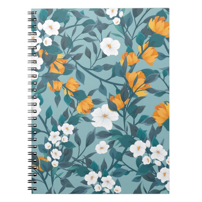 Cuaderno Floral de Apple: Motif de patrón en flor. (Frente)