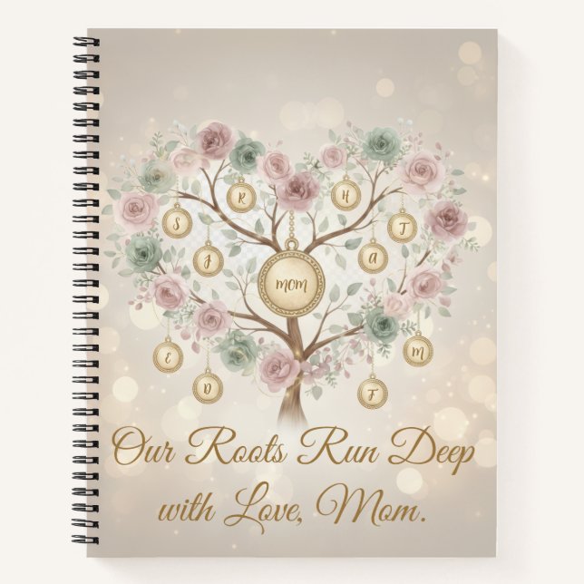 Cuaderno Floral de Árbol Genealógico Personalizado (Anverso)