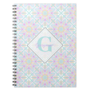 Cuaderno Floral de arcoiris pastel personalizada Mandala co
