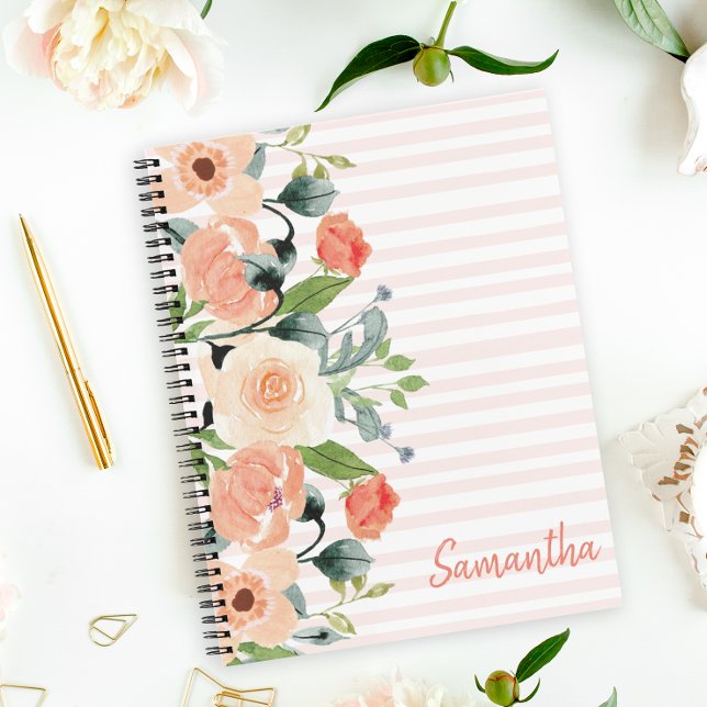 Cuaderno Floral de arveja personalizada (Brighten up your school day or journaling time with this pretty notebook.)