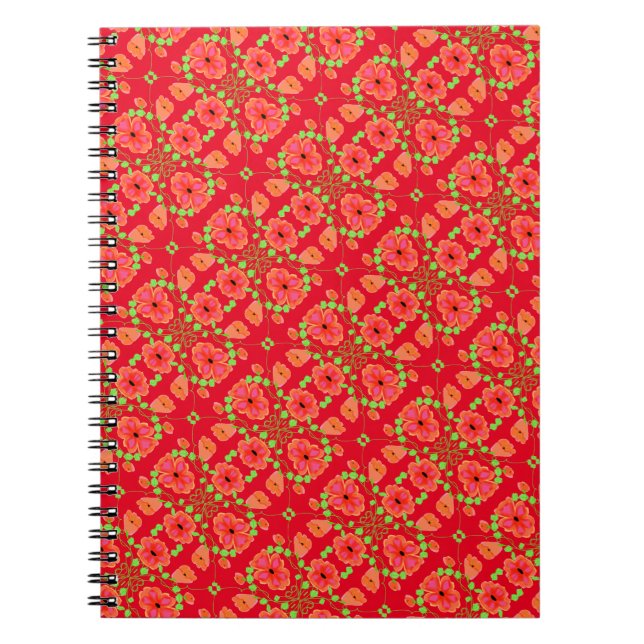 Cuaderno Floral de bonito roja (Frente)