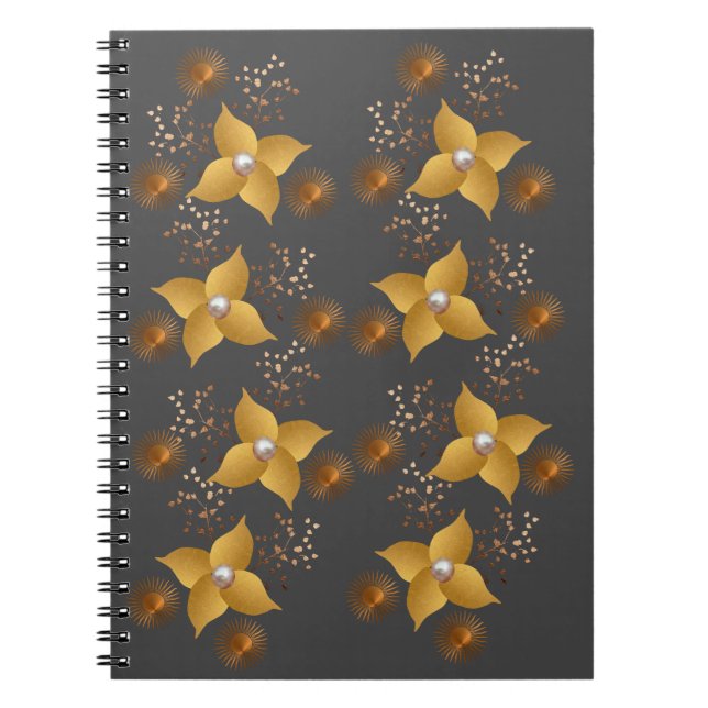Cuaderno floral de bronce y oro (Frente)