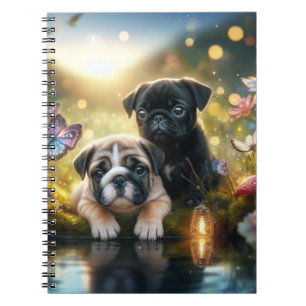 Cuaderno Floral de Cachorros Pug y Bulldog Mejores
