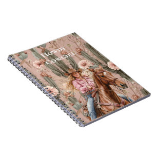 Cuaderno Floral de Cacus rosa rubio occidental