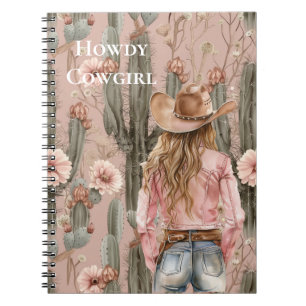 Cuaderno Floral de Cacus rosa rubio occidental