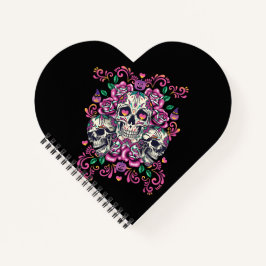 Cuaderno Floral de calavera, acuarela de esqueleto rosa, Ha