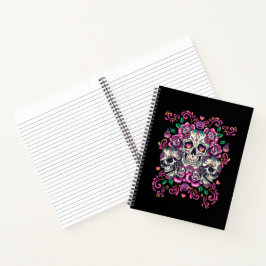 Cuaderno Floral de calavera, acuarela de esqueleto rosa, Ha