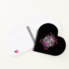 Cuaderno Floral de calavera, acuarela de esqueleto rosa, Ha