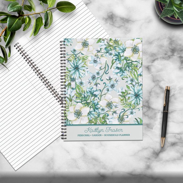 Cuaderno Floral de color azul/verde bonito personalizada (Subido por el creador)