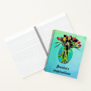 Cuaderno floral de color de agua de Bonito persona