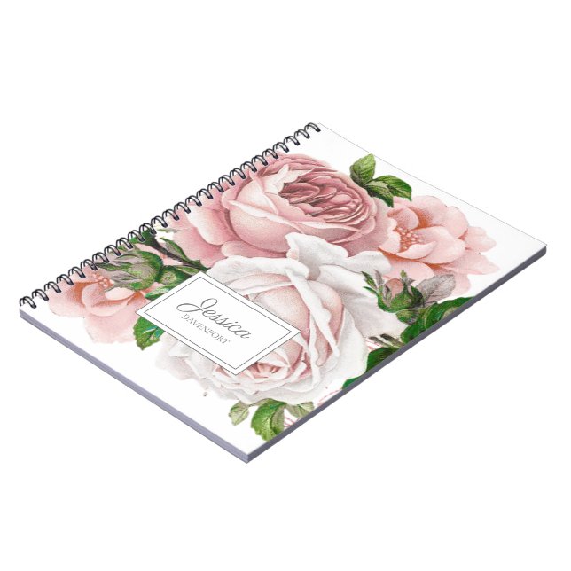 Cuaderno Floral de cosecha rosa Rubor (Lado Izquierdo)