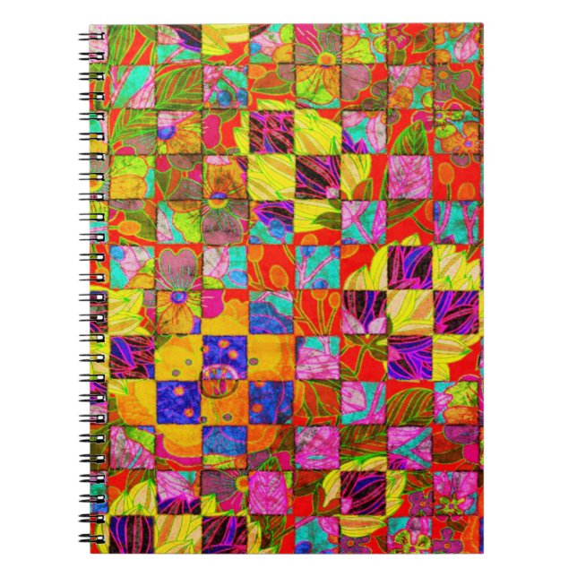 Cuaderno Floral de cuadros bohemio (Frente)