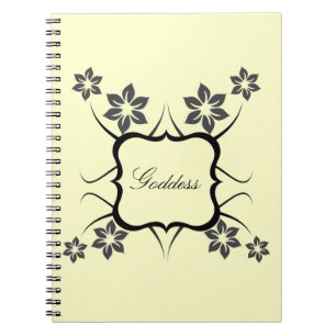 Cuaderno floral de diosa, gris oscuro