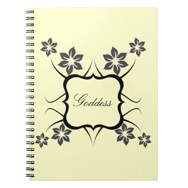 Cuaderno floral de diosa, gris oscuro (Frente)