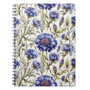 Cuaderno floral de estilo vintage azul de Cornflow