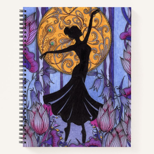 Cuaderno Floral de Fantasía Magia Bosque Morado (Anverso)