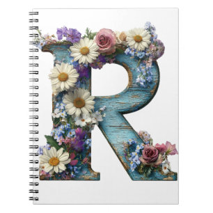 Cuaderno Floral de Flor Silvestre Letra R Rústica