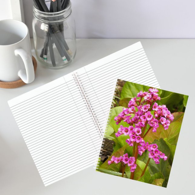 Cuaderno Floral de Flores de Bergenia Rosadas (In Situ)
