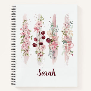 Cuaderno Floral de flores de cerezo, añadir nombre