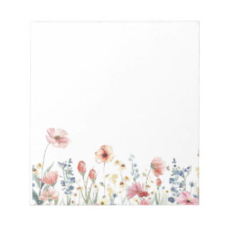 Cuaderno floral de flores de primavera en acuarela