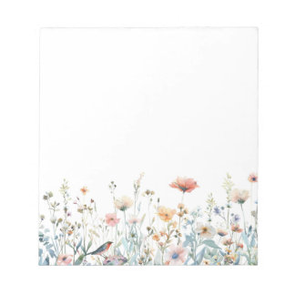 Cuaderno floral de flores de primavera en acuarela