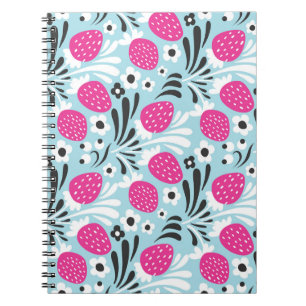 Cuaderno Floral de fresa: Berry rosa sin foco.