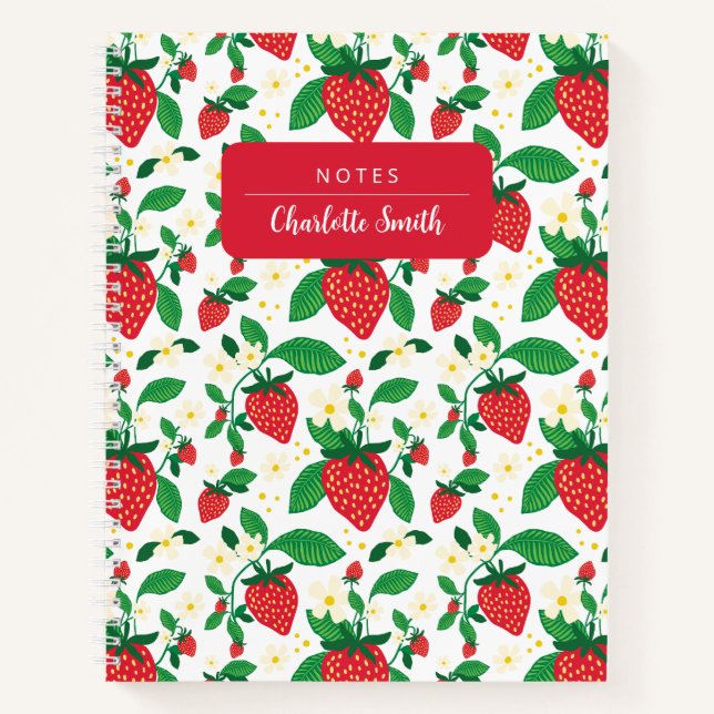 Cuaderno Floral de fresa caprichosa ilustrada (Anverso)
