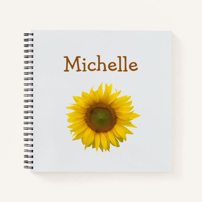 Cuaderno Floral de girasol amarillo suave personalizada (Anverso)