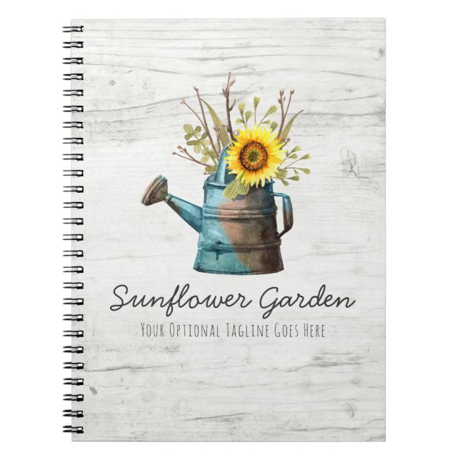 Cuaderno Floral de girasol y cabaña de madera rústica (Frente)