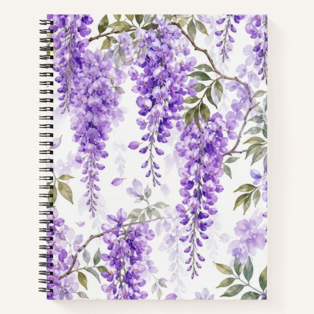 Cuaderno floral de glicina púrpura (Anverso)
