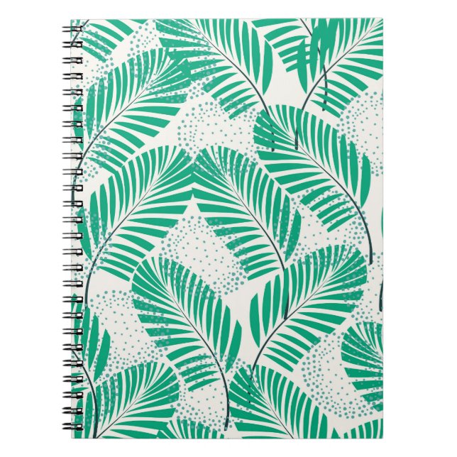 Cuaderno Floral de hojas de palma: cosecha blanca (Frente)