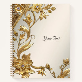 Cuaderno Floral de Hojas Onduladas Doradas