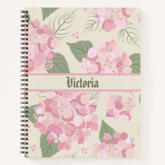 Cuaderno Floral de Hortensia Rosa Personalizado