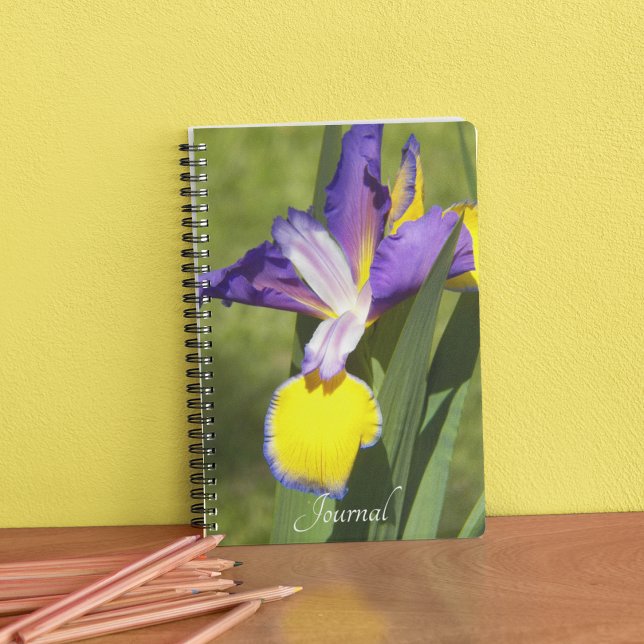 Cuaderno Floral de iris siberiano morado y amarillo (In Situ)