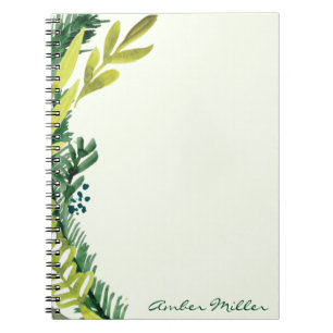 Cuaderno floral de la hoja de la acuarela