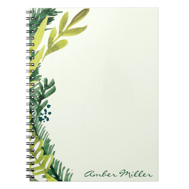 Cuaderno floral de la hoja de la acuarela (Frente)
