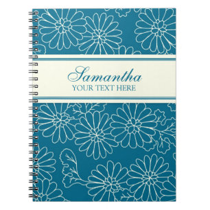 Cuaderno floral de la turquesa conocida de encargo