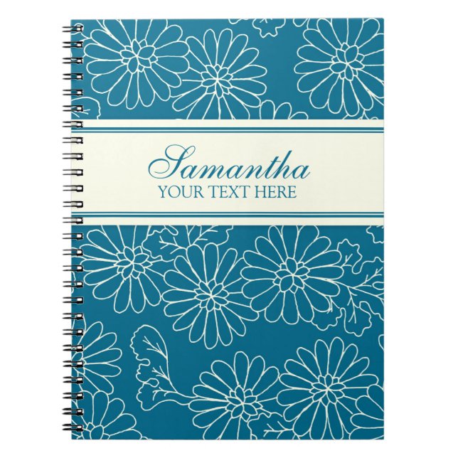 Cuaderno floral de la turquesa conocida de encargo (Frente)