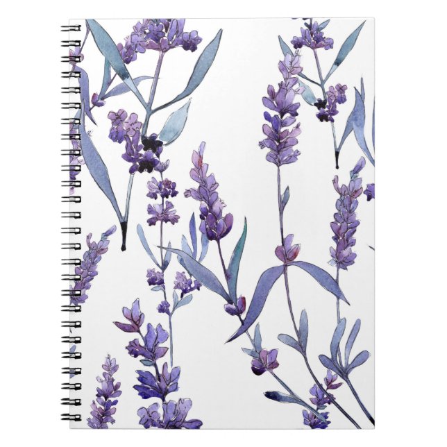 Cuaderno Floral De Lavanda En Blanco (Frente)