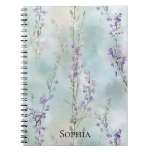 Cuaderno Floral de lavanda morada romántica