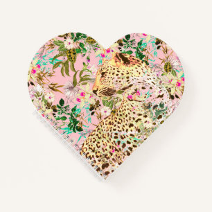 Cuaderno Floral de leopardo tropical hawaiano