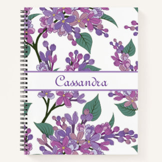 Cuaderno Floral de Lila Púrpura Personalizada