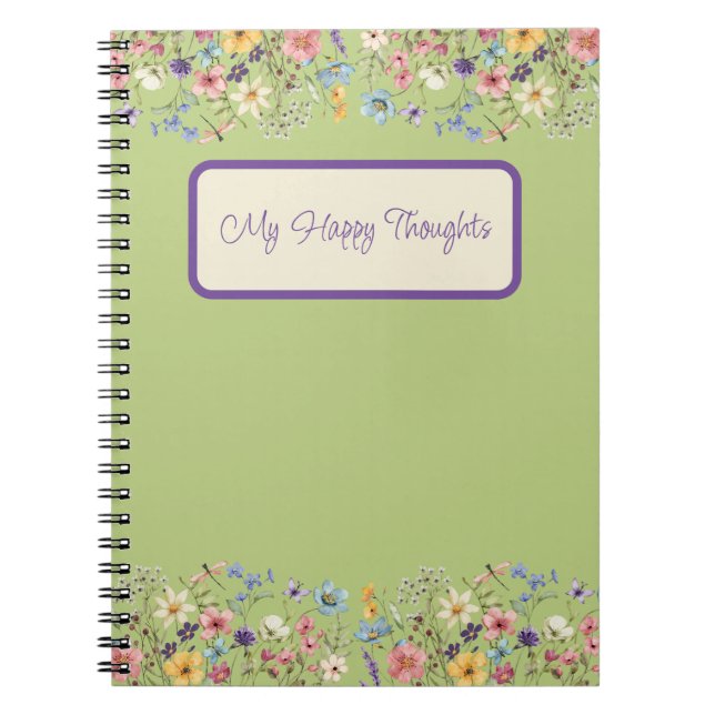 Cuaderno Floral de limón verde personalizada (Frente)